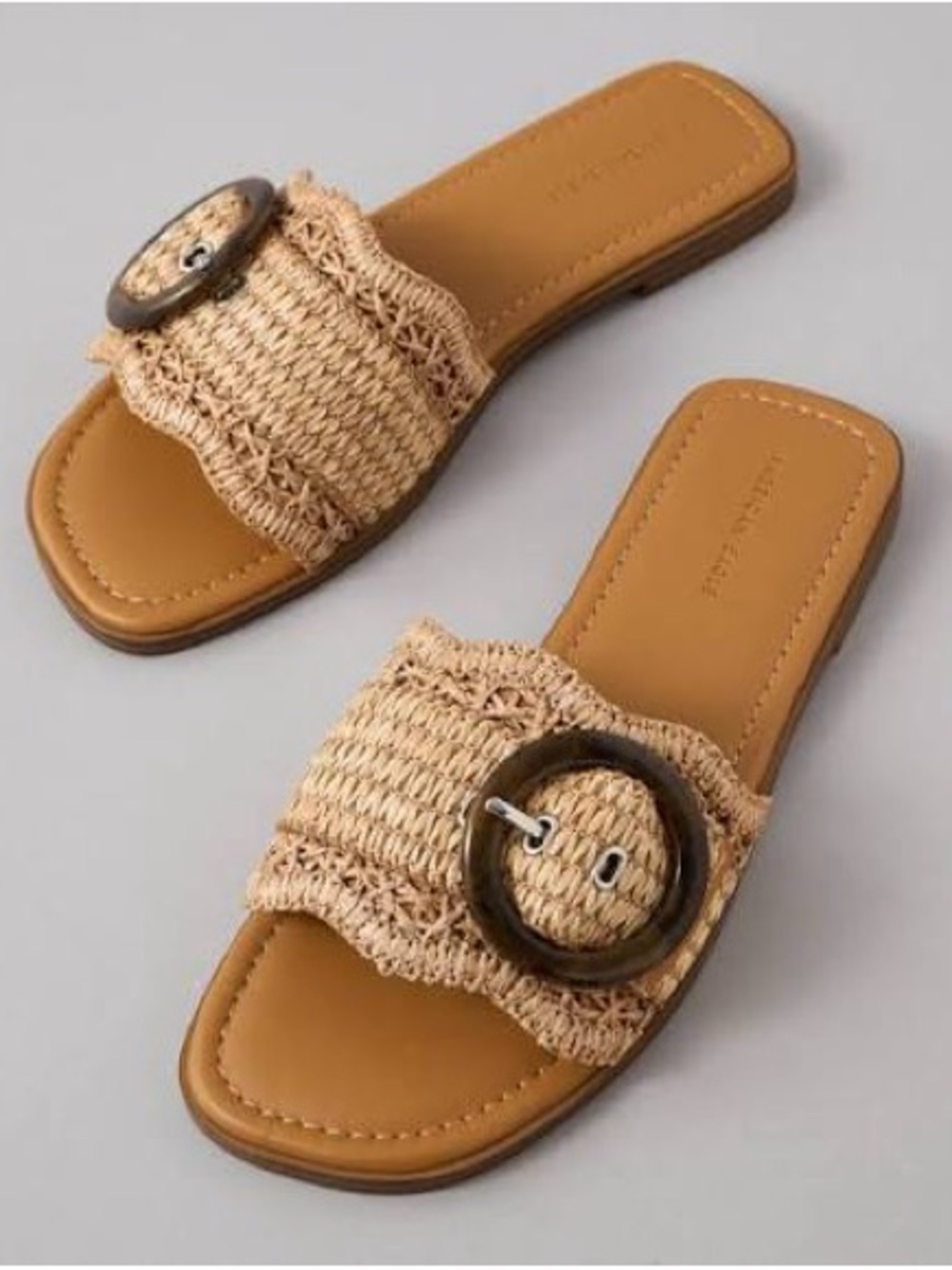 AE Raffia Buckle Slide Sandal